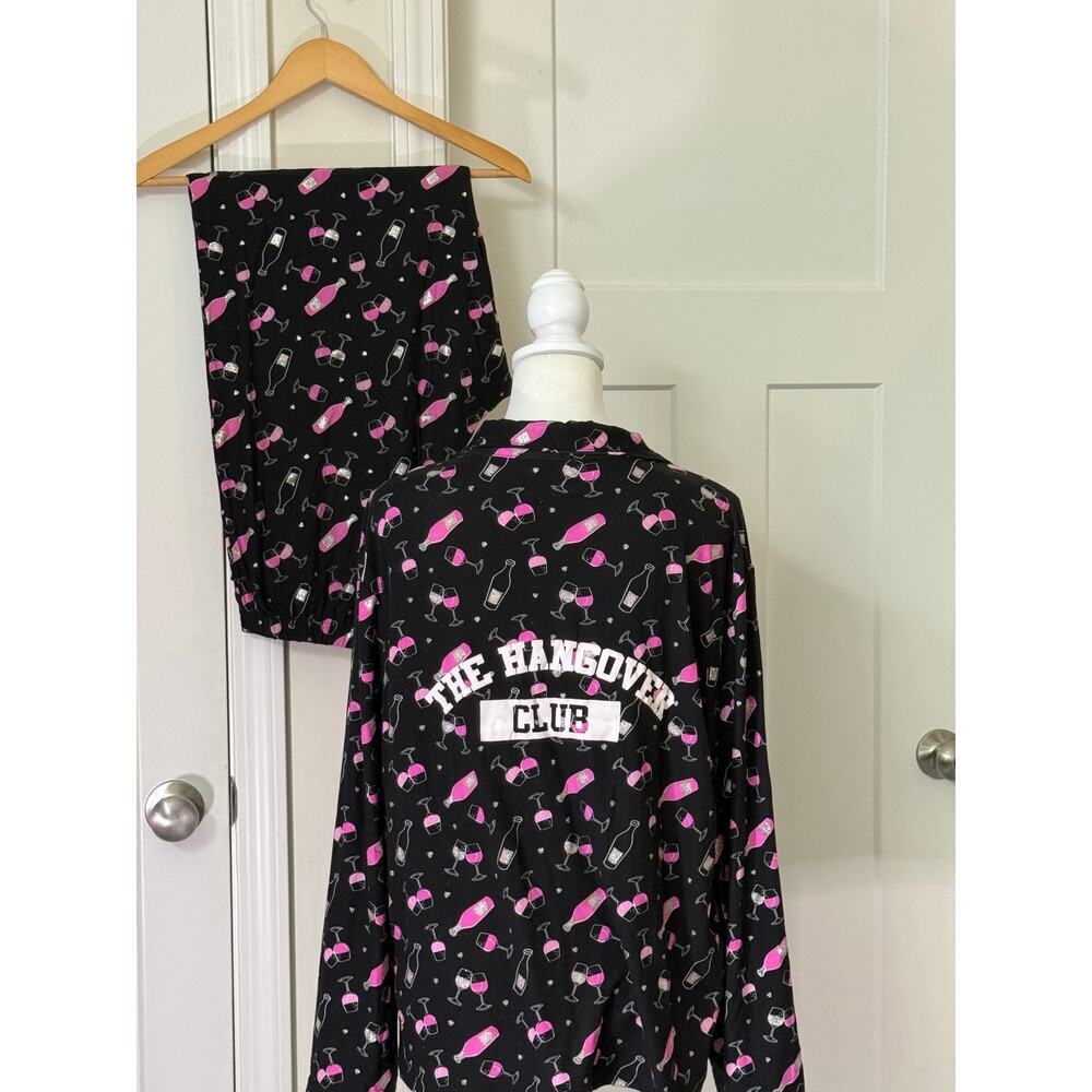 NOT A MORNING PERSON HANGOVER CLUB WINE PAJAMA SET WOMENS XL - Picture 4 of 7